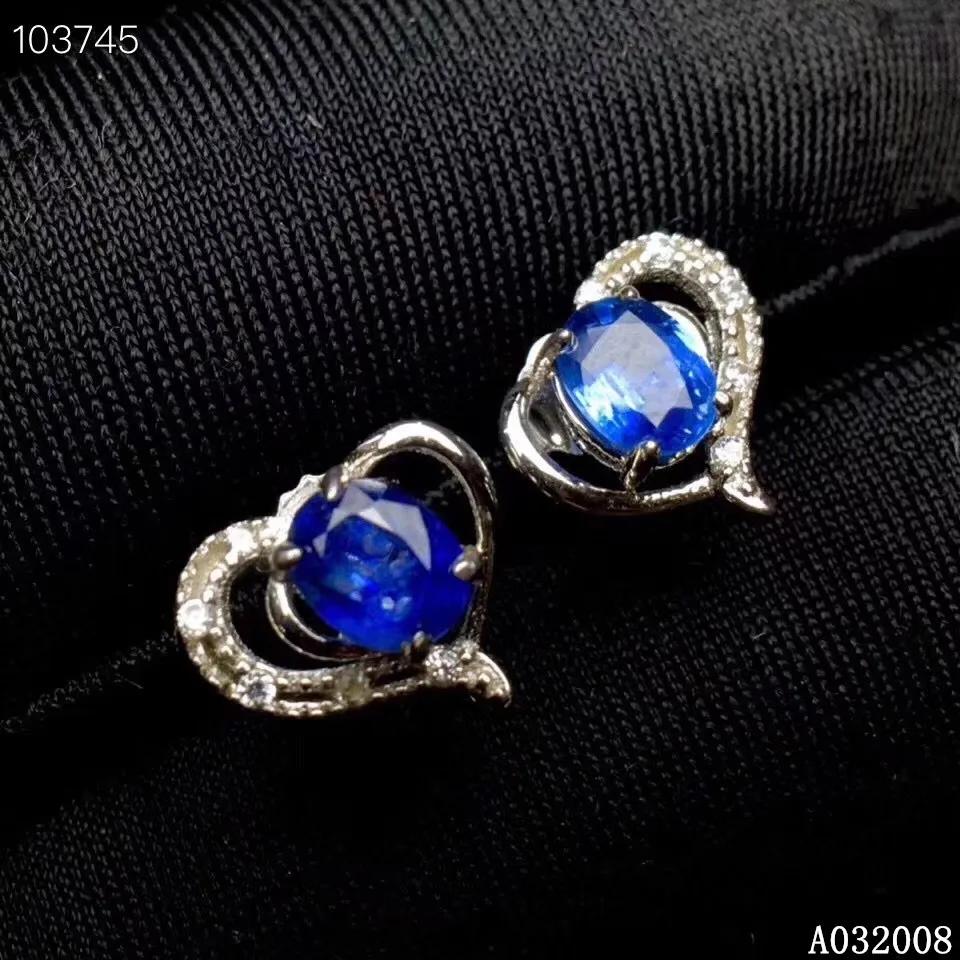 

KJJEAXCMY fine jewelry 925 sterling silver inlaid natural sapphire ear studs fashion ladies earrings support testing