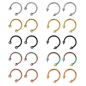 ステンレススチールコーンスパイク馬蹄丸septular septul septul septumノーズリングニップルフープノーズセプタム眉毛ピアスボディジュエリー 乳首に最適な10販売トンネル-6