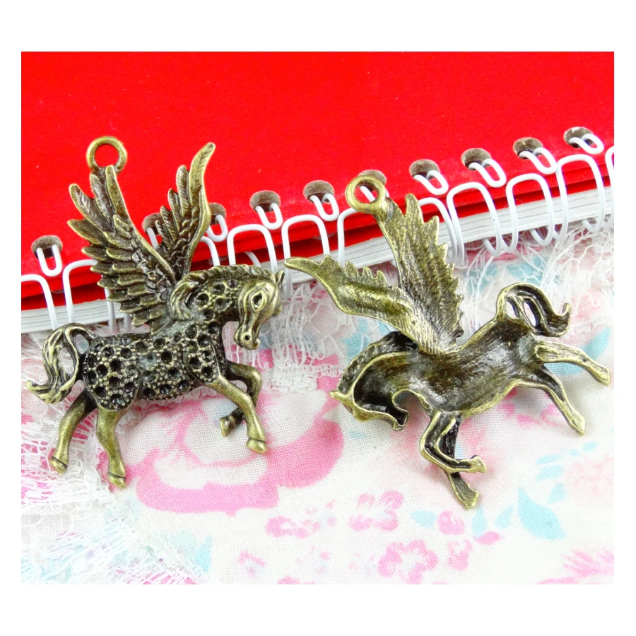 10pcs 51*37.5MM Vintage Horse Charms Pendant Antique bronze Fit Bracelets Necklace DIY Metal Jewelry Making