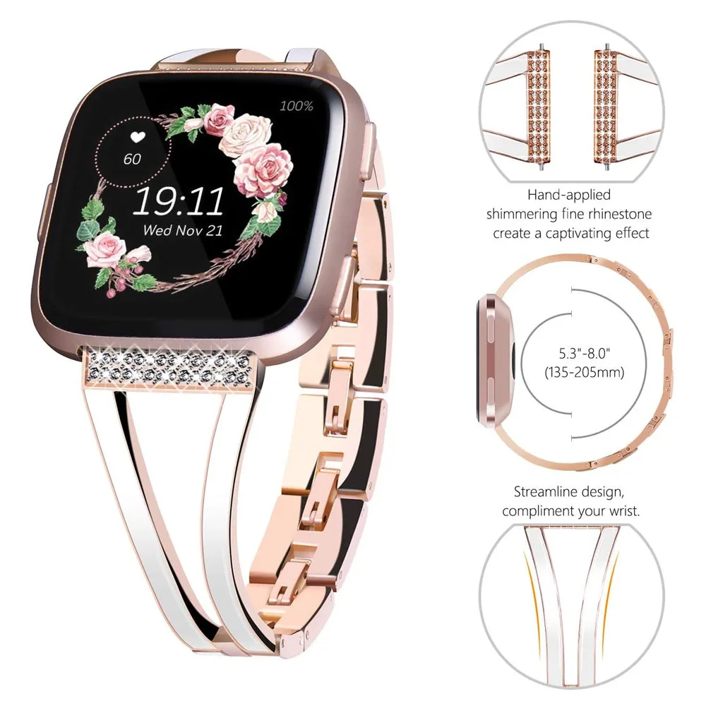 Metal Bands for Fitbit Versa 3 4 Watchband Women Slim Bracelet for Fitbit Sense 2 Wristband Strap Smartwatch Band