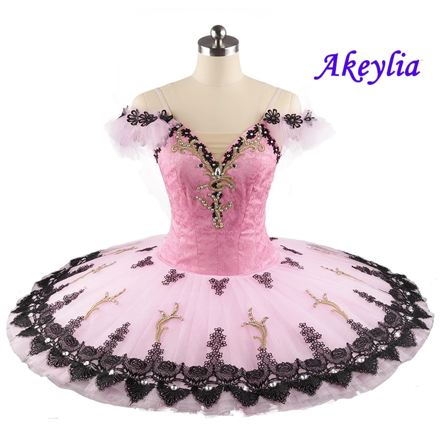 The Nutcracker Professional Ballet Tutu Pink Black Adult Pancake Tutu Sleeping Beauty Performance Classical Ballet Costume 0092