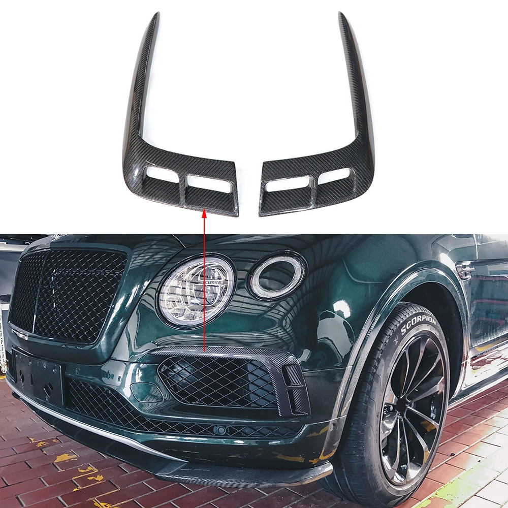 

For Bentley Bentayga 2015 2016 2017 2018 2019 2020 Carbon Fiber Car Accessories Front Bumper Air Knife Vent Fog Lamp Trim Cover