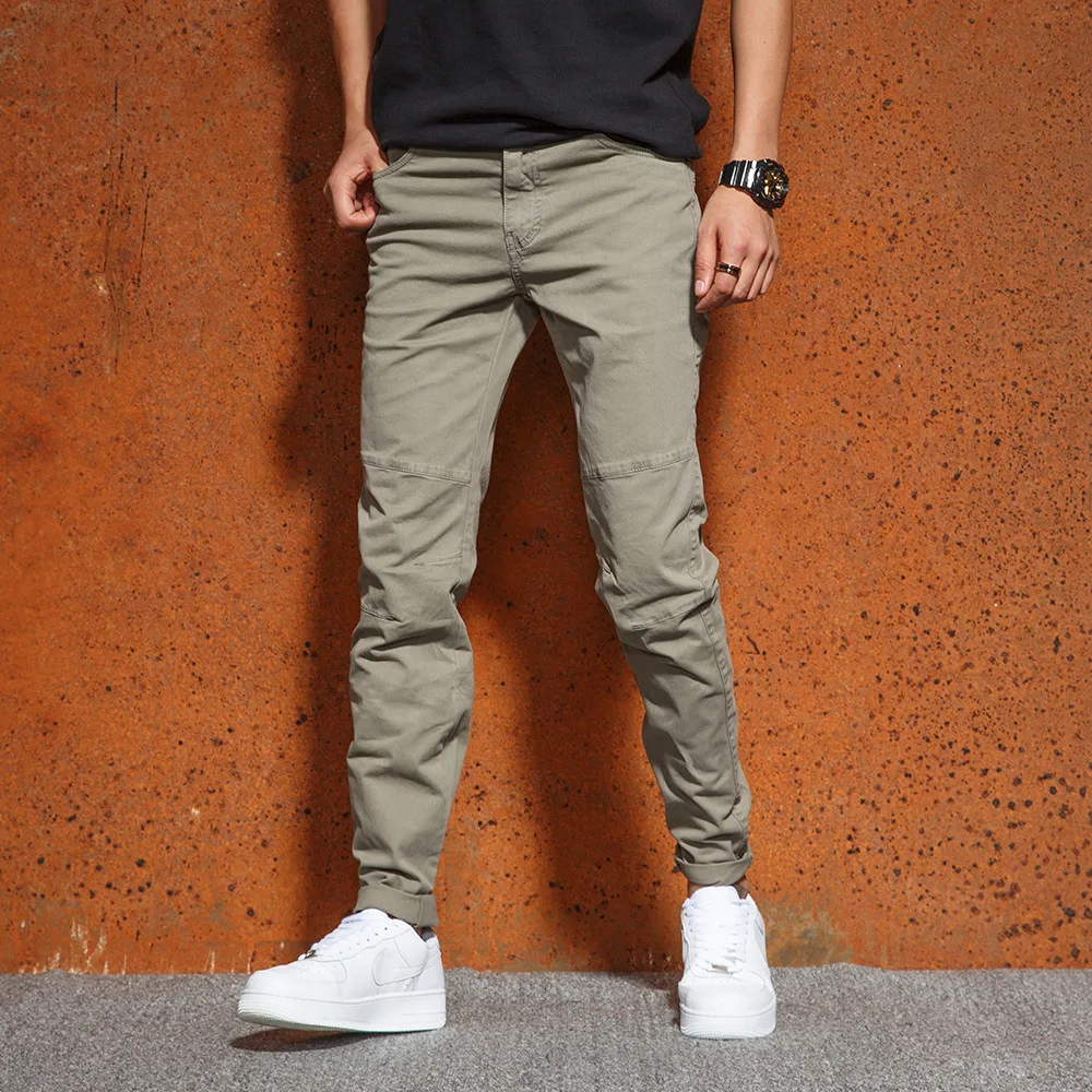 

G3299 Autumn Winter Men Straight Casual Pants Fashion Urban Simple Gentlemen Stretch Slim Fit Thicken Cotton Trendy Male Trouser