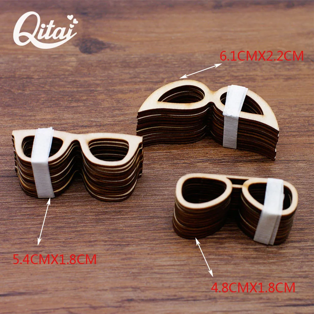 3 Kinds Of Style Wood Glasses QITAI 36Pieces/lot Fashion Wooden Home Decorations DIY Scrapbooking Crafts Party Decoration WF214