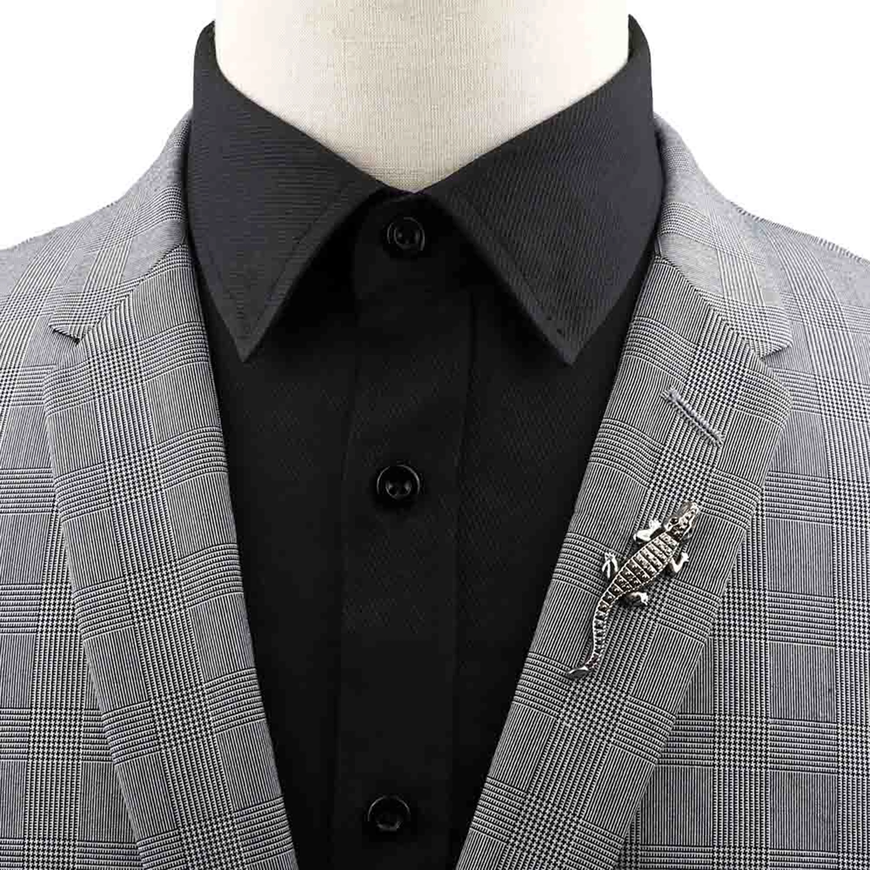 1PC/2PC Trendy Suit Shirt Collar Pin Bee Fox Crocodile Insect Owl Lion Eagle Horse Retro Brooches For Men Women Daily Accessory