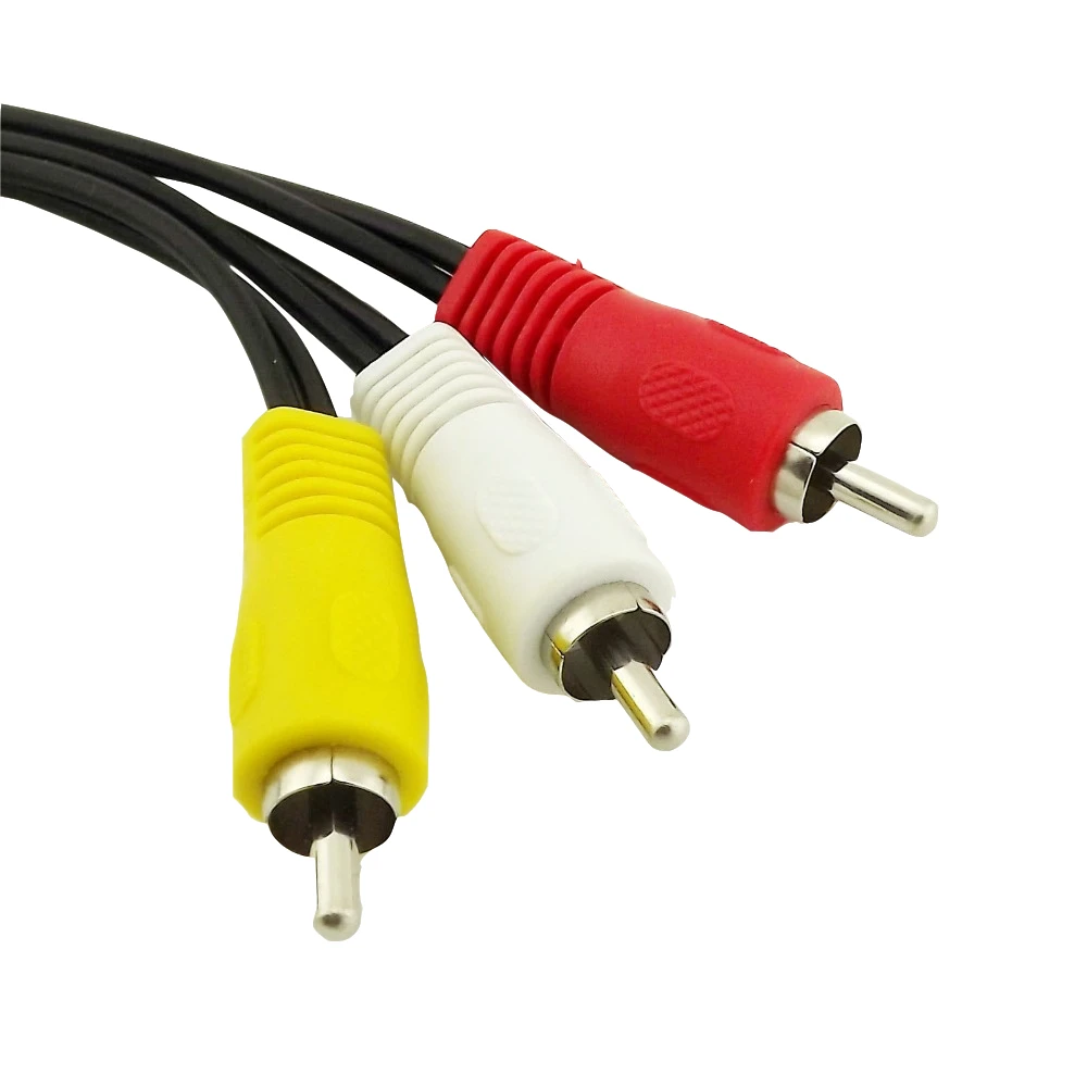 1pc Composite 3 RCA Male to 6 RCA Male Plug Audio Video Male to Male Extension Connector Adapter Cable Cord 1FT/30CM