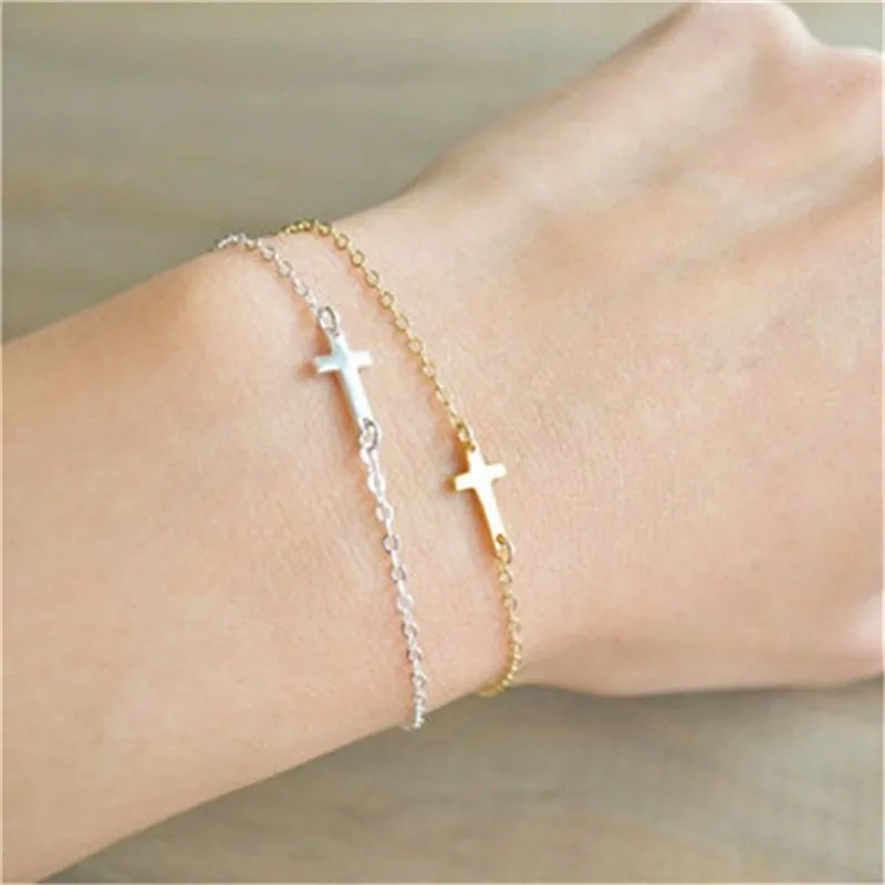 Fashion Cross Charm Bracelets For Women Simple Gold Sliver Color Infinity Bracelet Jewelry Gifts Female Wholesale Dropshipping