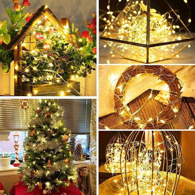 1M 5M 10M 100 LEDS Fairy Light Starry String ไฟ USB Fairy Micro LED โปร่งใสสำหรับปาร์ตี้คริสต์มาสงานแต่งงาน6สี