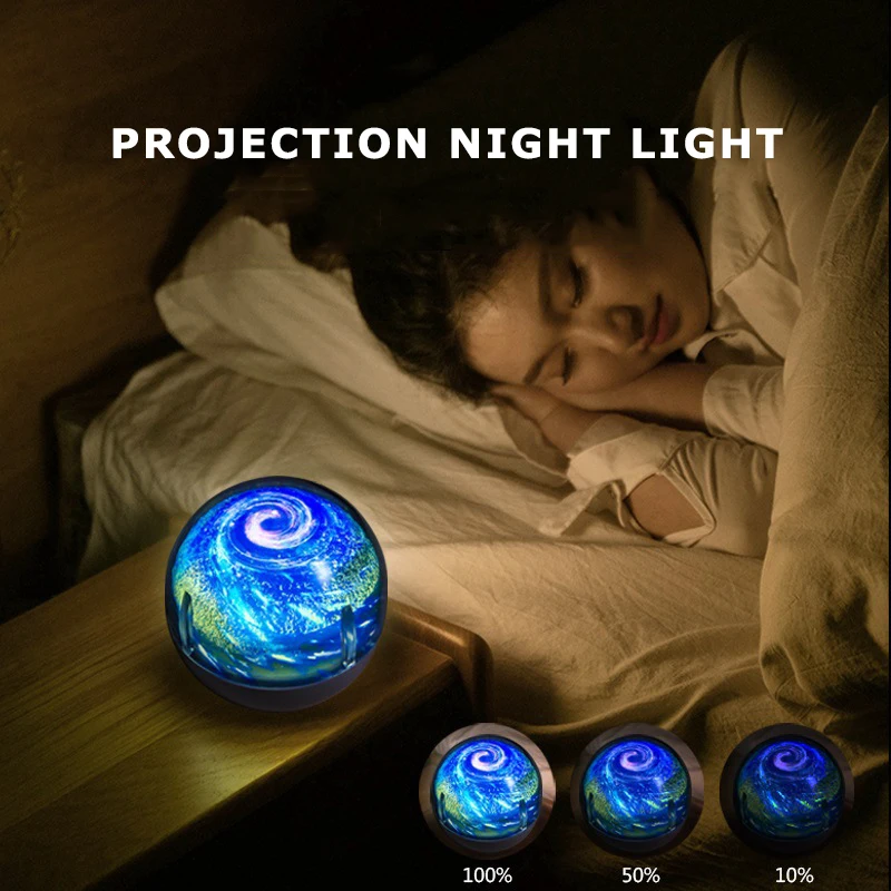 Creative romantic starry sky projector bedroom dream rotation all over the sky star sleep table lamp bedroom moon night lamp