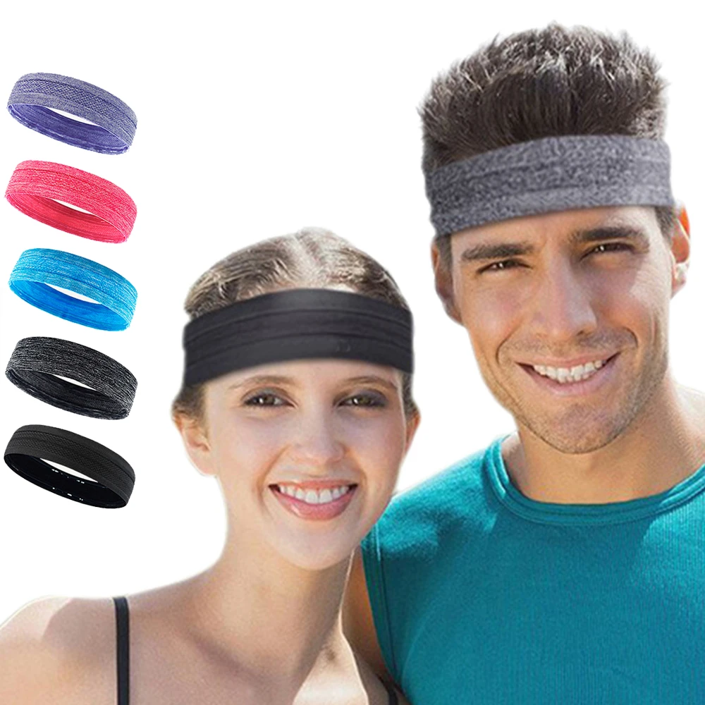 1PC Workout Sweatband Yoga Running Fitness Sports Headband Cycling Tennis Hair Band Non Slip Moisture Wicking Headband Men Women