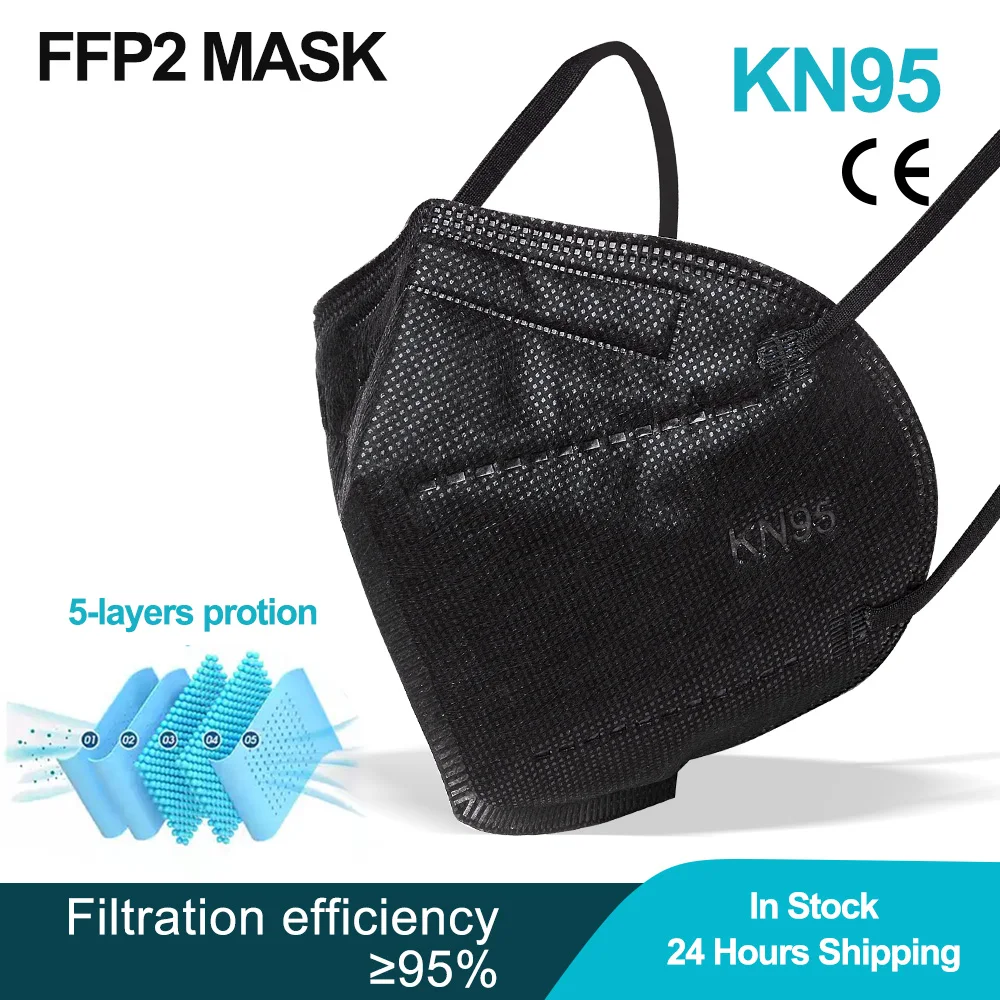 

Black Protective Face Mask KN95 Masks Mascarilla Filtration Mouth Masks Breathable 95% filtration Anti flu mascarillas Masks