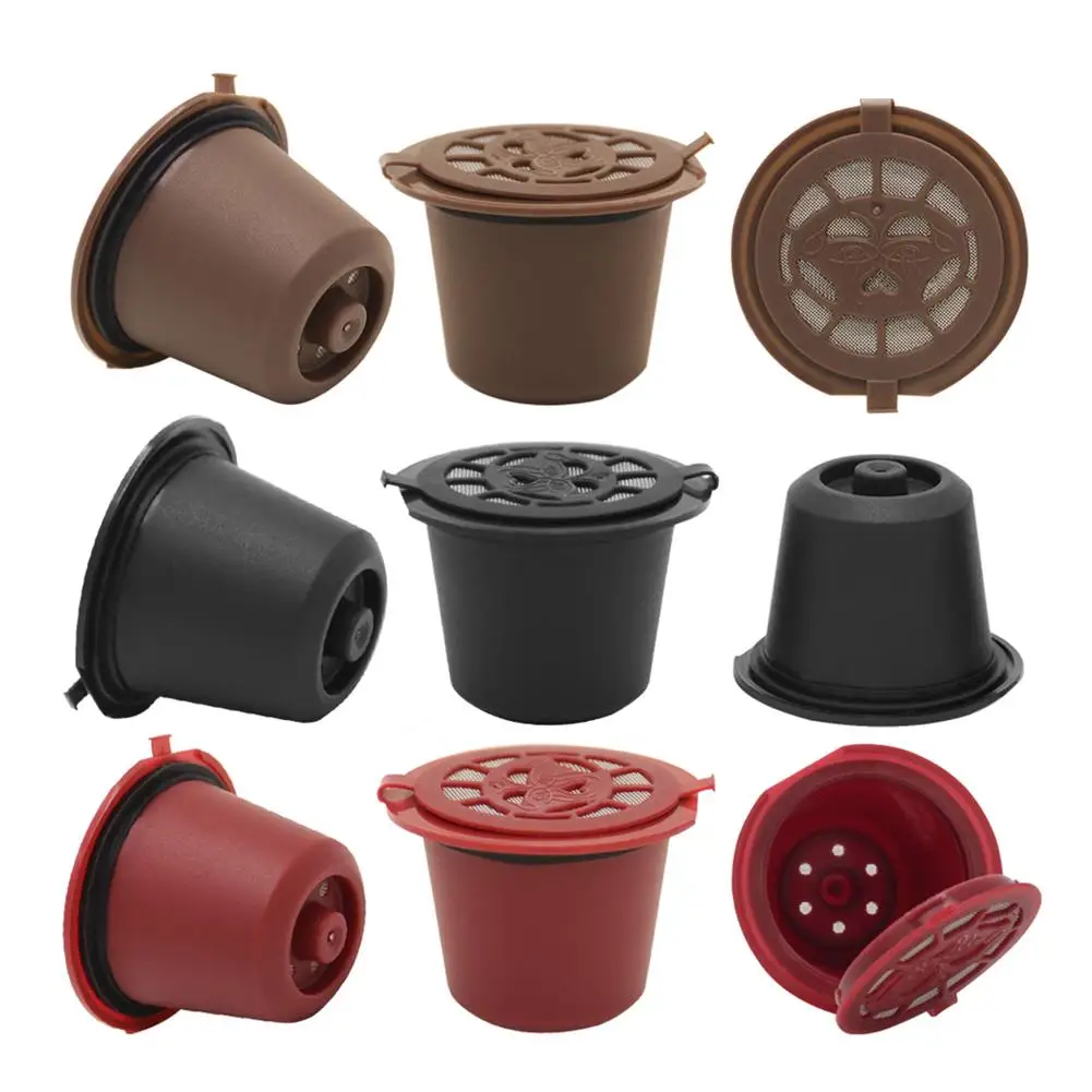 Coffee Capsule Refillable Reusable Herbruikbare Hervulbare Nespresso Machine Capsule Plastic Filter Cups Spoon Brush