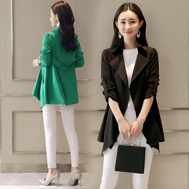 Spring Summer Women's Windbreaker Plus Size Black Trench Coat Women Overcoat Womens Clothing Abrigo Mujer 2020 KJ369