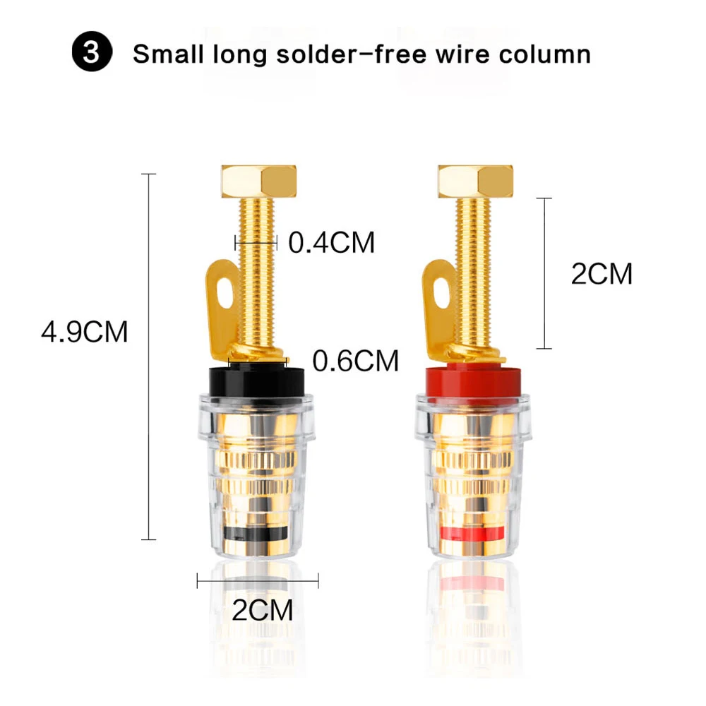 YYAUDIO 4 Uds 4mm conector Banana chapado en oro tuerca de poste de encuadernación conector Jack amplificador altavoz Terminal poste de