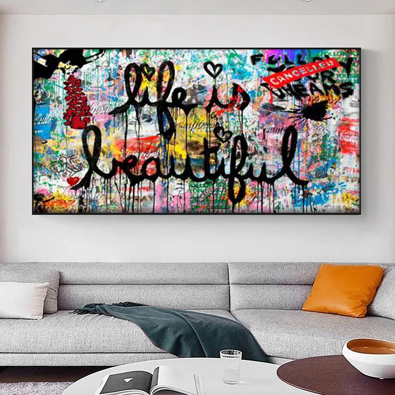 

No Frame Graffiti Art Inspirational Quote Poster on Canvas Religious Posters Prints Cuadros Wall Art Pictures for Living Room