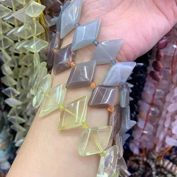 Natural Lemon Quartz Moonstone Sunstone Stone Beads 15'' Rhombus Square DIY Loose Beads For Jewelry Making Beads Necklace Gift