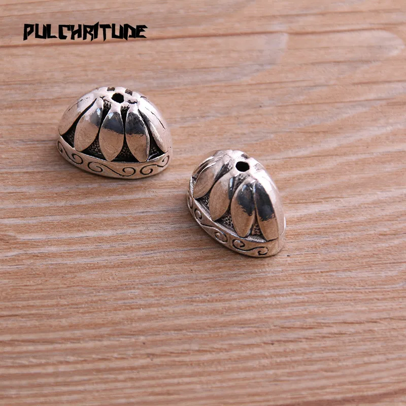 4pcs 12*13*20mm Two Color Receptacle Hollow Flower Hat DIY Spaced Jewelry Accessories Charms For Jewelry Making
