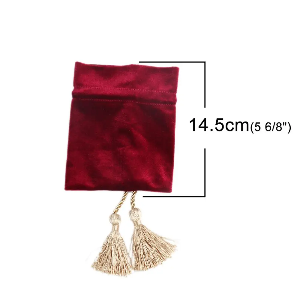 DoreenBeads Velvet Drawstring Bags Wedding Gift Bag Rings Necklace Jewelry Gift Tassel Packaging Box DIY Craft 14.5x11cm 1PC