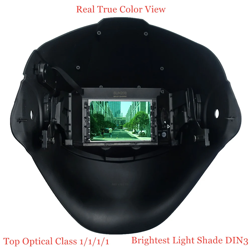 Professional Auto Darkening Welding Helmet Top Optical 1/1/1/1 View 100x65mm Brightest DIN3 Welder Mask