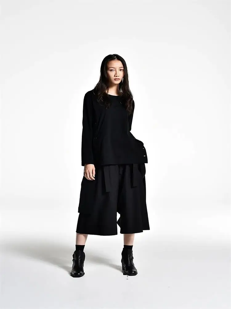 Men's Casual Pants Straight Leg Pants Wide Leg Pants Spring And Autumn New Black Elastic Waist Large Pocket Design Boot Pants