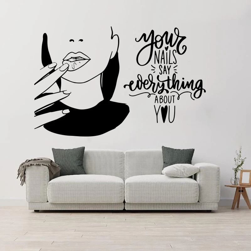 

Beauty Female Nail Manicure Salon Wall Sticker Nail Love Heart Inspirational Quote Wall Decal Makeup Vinyl Home Decor