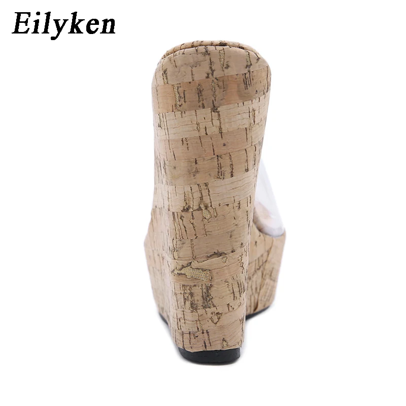 Eilyken 2024 New Summer PVC Transparent Platform Wedges Slippers Sandals Women Fashion High Heels Female Shoes Size 41  42