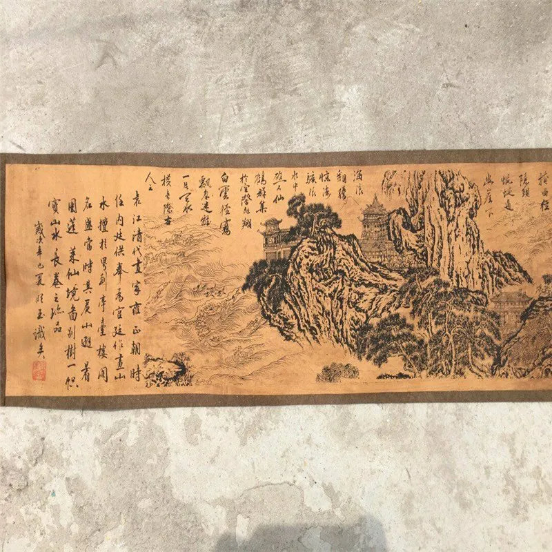 China Ancient Picture Paper Figure Painting Long Scroll Painting Penglai Wonderland