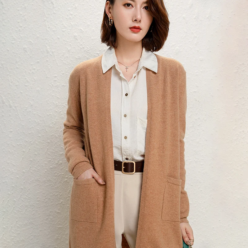 Top Grade Soft Sweaters Women 100% Wool Knit Jumpers ladies Winter New Cardigan Standard Clothes