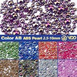 VDD 2.5/3/4/5/6/8/10mm Color AB Macaroon ABS Imitation Pearls Half Round Flatback Beads DIY Nail Art Decoration Craft Jewelry