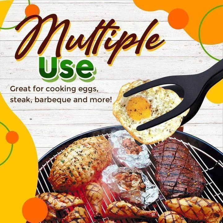 2 In 1 Grip Flip Tongs Egg Spatula Tongs Clamp Pancake Fried Egg French Toast Omelet Overturned Turner Kitchen Accessories