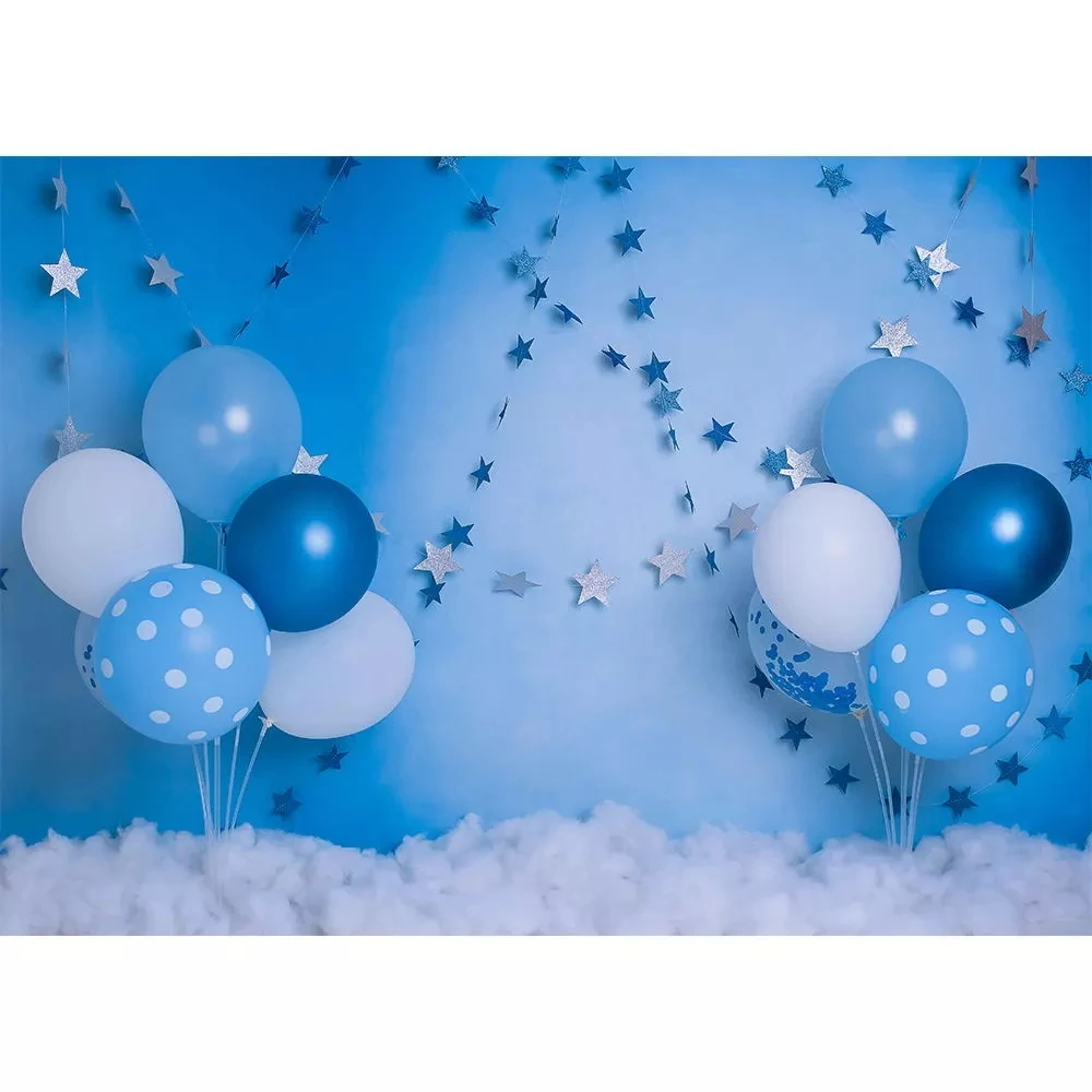 Allenjoy-بالونات زرقاء سحابة سماش ، خلفية تصوير للأطفال ، نجوم ، بوكيه ، باستيل ، استحمام الطفل ، مكالمة ضوئية ، كشك تصوير ، ديكور