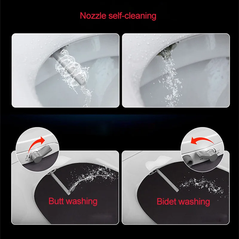 WETIPS No-Electric Bidet Toilet Seat Cold Water Double Nozzle Washer Tapas Wc Shower Toilet Lid Cover Bidet Cleaning Toilet Seat