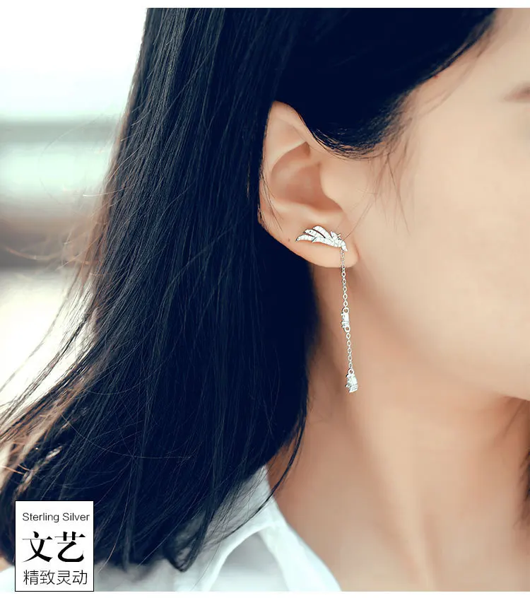 New Hot Fashion 925 Sterling Silver Crystal Angel wing Earrings for Women Girls Gift Fashion Statement Jewelry earrings 2018