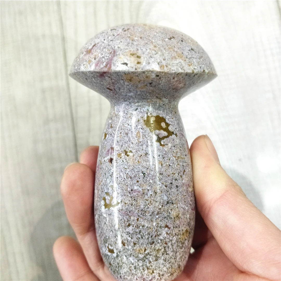 Natural Ocean Jasper Quartz Crystal Wholesale Handmade Figurines Mushroom Ornaments Room Decorate 2022 Best Selling Mineral Gems