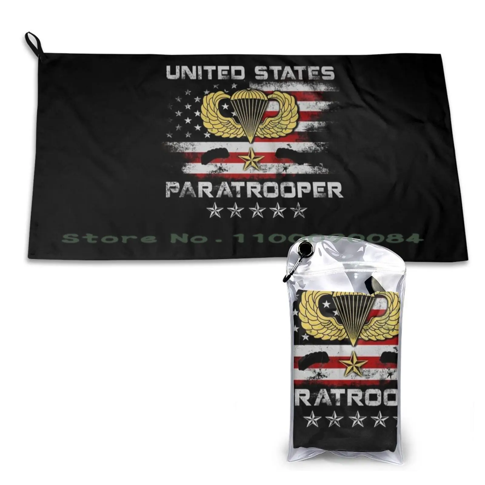 United States Paratrooper Veteran T-Shirt Proud Us Airborne Veteran 4th Of July , Patriotic Gift Quick Dry Towel Gym Sports