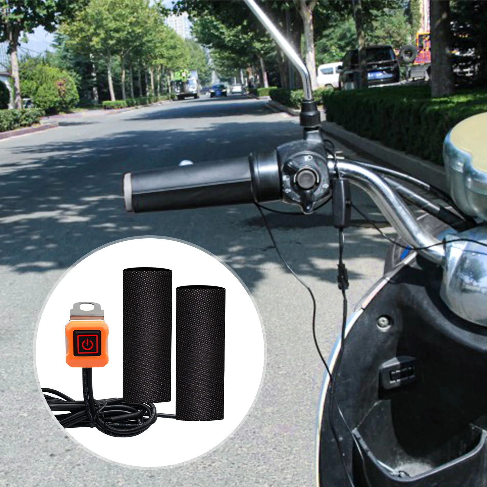 12 V Heated Motorcycle Quick Loading and Unloading  Electric Heated Handle Heating Grips Set Handlebar Warmer Grip Cover