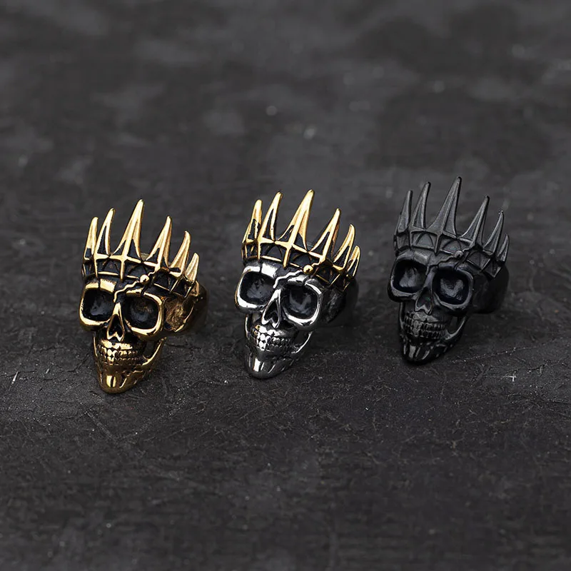 

Valily Men's Biker Skull Ring Stainless Steel Punk Gothic Skeleton Ring Vintage Jewelry for Man