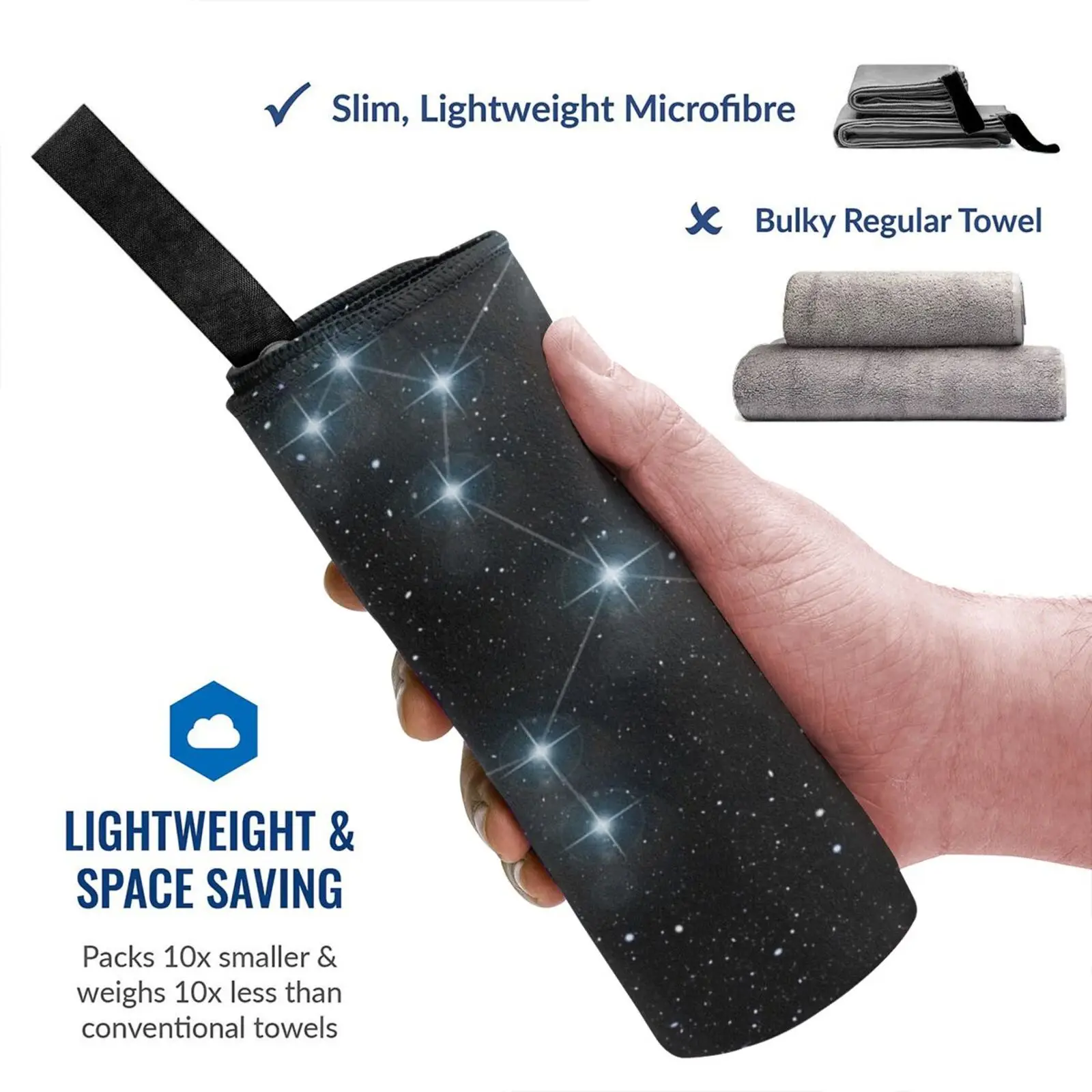 Starry Sky Stars Galaxy Quick Dry Towel Gym Sports Bath Portable Galaxy Moon Sun Stars Planet Space Electronics Cases Starry