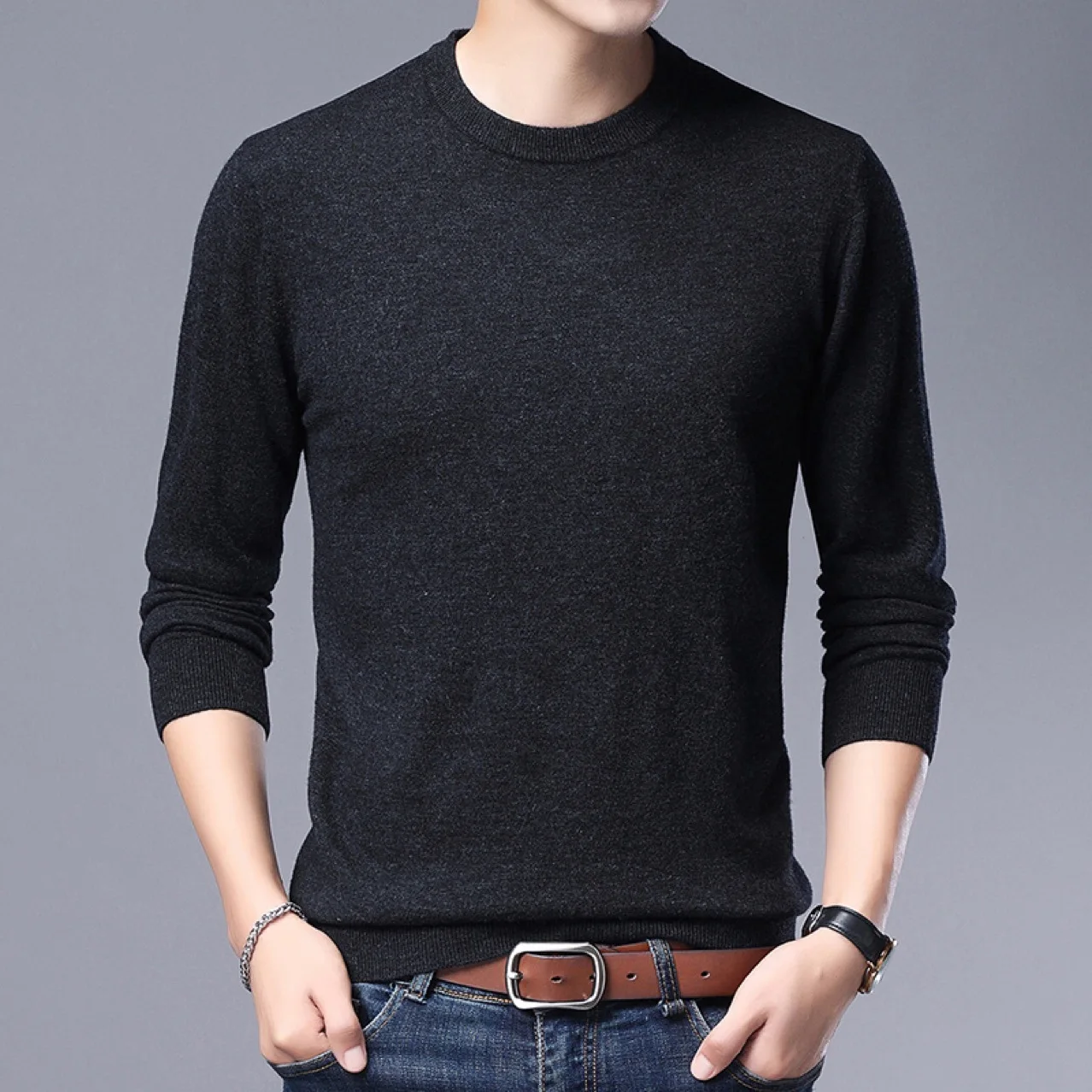 24-35 Fashionable Urban MEN'S Sweater Crew Neck Crew Neck Pullover Casual Warm P Sweater Male Casual Clothes