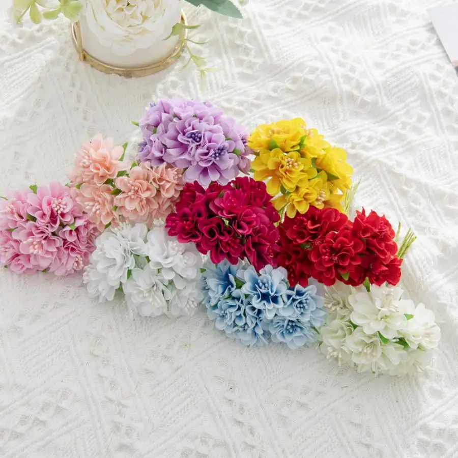 18Pcs Artificial Flowers Bouquet Stamen Wedding Party Diy Valentine Decorations Home Handmade Garlands Scrapbookings Fake Plants