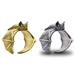 Vintage Punk Ancient Silver Bat Ring Personalized Popular Men and Women Fashion Jewellery Animal Rings Adjustable Opening