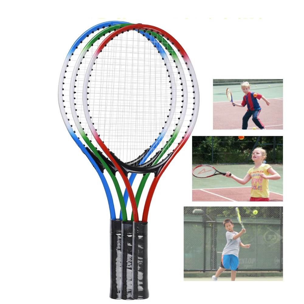 Tennis Racket 19 inches for Kids Iron Alloy Tennis Racquet for Beginner Practice with Ball and Carry Bag