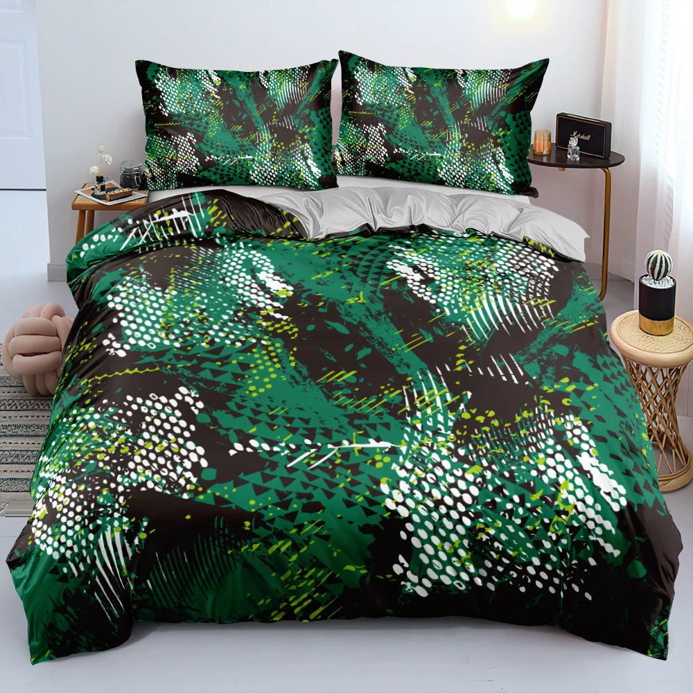 3D Green And White Snakeskin Duvet Cover Set Comforter Cover Set Twin Queen King Size 173x230cm Soft Luxury Bed Linen for Gift