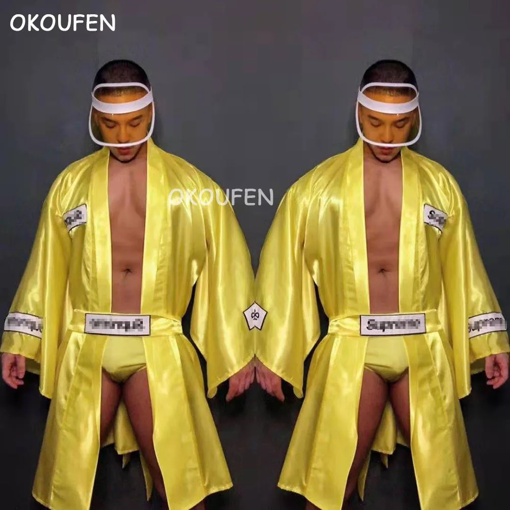 

Men and women yellow theme party tide brand suit Bar party performance clothes ds stage wear