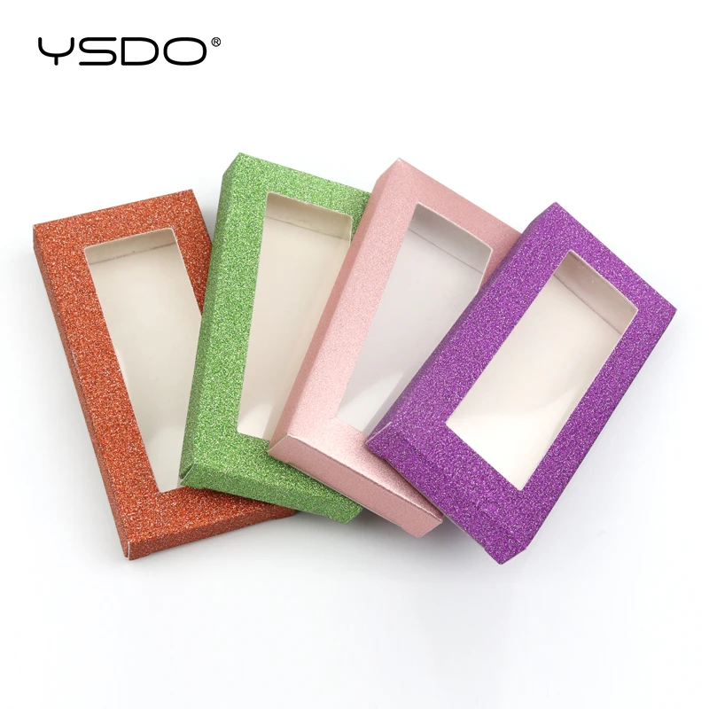 Wholesale 50 Pieces Paper Eyelash Boxes Glittering Box Mink Eyelashes Case Makeup False Lashes Box In Bulk Cilios Packaging