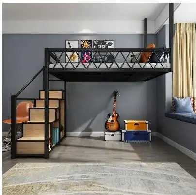 Ironwork hammock small family loft bed hanging wall bed hanging bed creative space-saving multi-functional elevated bed