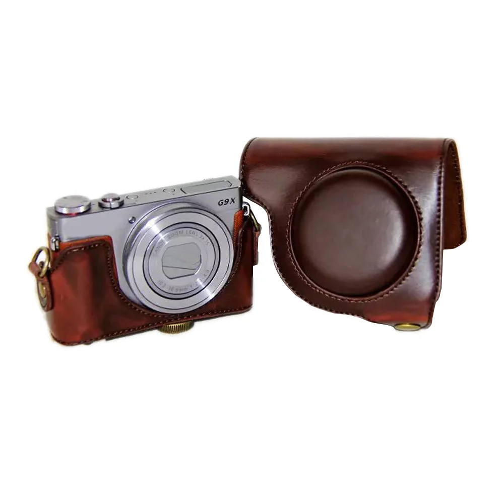 PU Leather Camera Bag Case For Canon Powershot G9 X G9X G9 X Mark II G9X2 Camera Cover With Strap