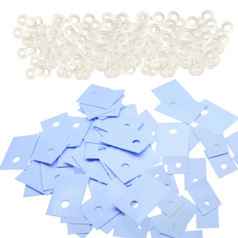 New 100Pcs TO-220 Transistor Plastic Washer Insulation Washer + 100Pcs TO-220 Isolated Silicone Pad Sheet Strip Power Supply