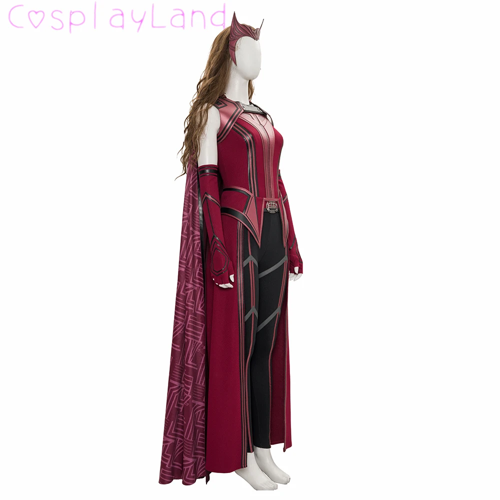 Superheroine Wanda Outfit Scarlet Cosplay Witch Costume Maximoff Red Suit with Mask High Heel Shoes Halloween Carnival Costumes