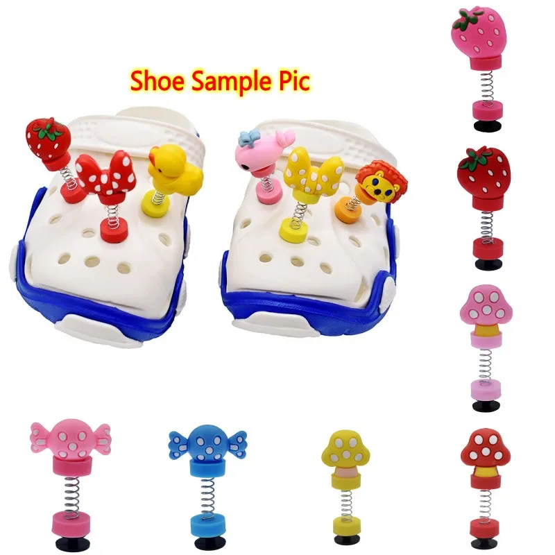 

Girls Toys 7 pcs 3D Shoe Shaking Charms Strawberry/Mushroom/Candy Spring Sandal Ornaments